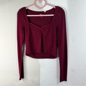 PacSun Maroon Size Medium Long Sleeve Top
